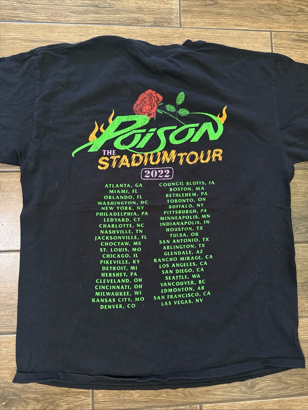 Poison Stadium Tour 2022 T Shirt Black Graphic Band Tee Adult Large - Picture 6 of 6
